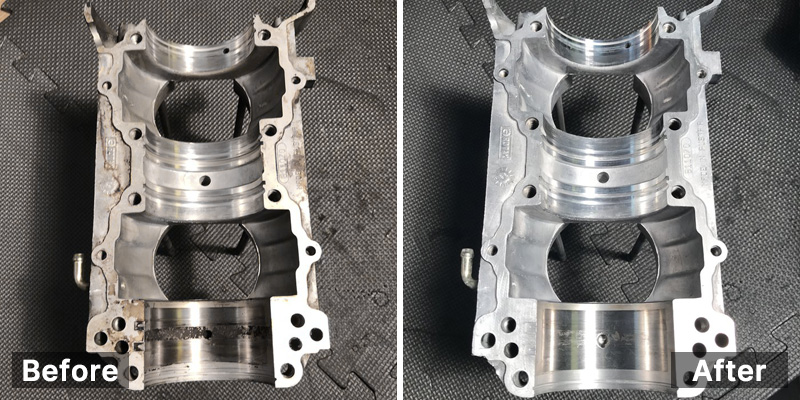 motor part cleaning with skymen ultrasonic cleaner before and after